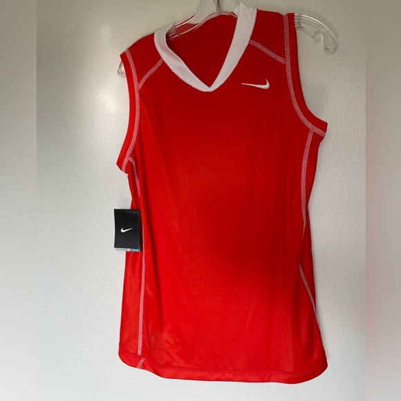 Nike Dri-Fit V-Neck Sleeveless Jersey orange-red NWT - Picture 2 of 5